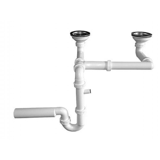 SYFON ZLEW PODWÓJNY Z GARDZIELĄ 113MM SITKO NIERDZEWNE KARLAK -zdjęcie numer 1