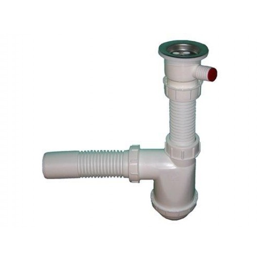 SYFON ZLEW POJEDYŃCZY SITKO METAL Z PODŁ.PRALKI KARLAK -zdjęcie numer 1