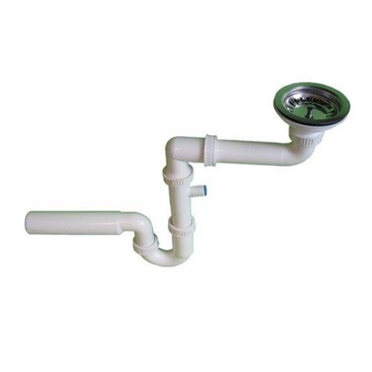 SYFON ZLEW POJEDYŃCZY Z GARDZIELĄ 113MM SITKO NIERDZEWNE KARLAK -zdjęcie numer 1