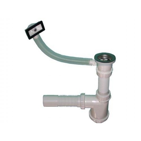 SYFON ZLEW POJEDYŃCZY Z PRZELEWEM SITKO METAL KARLAK -zdjęcie numer 1