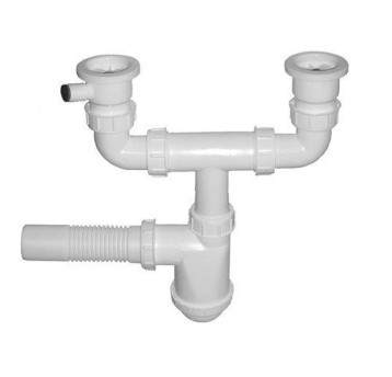 SYFON ZLEW PODWÓJNY SITKO PLASTIK Z PODŁ.PRALKI KARLAK