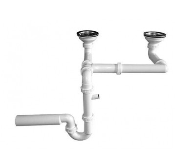 SYFON ZLEW PODWÓJNY Z GARDZIELĄ 113MM SITKO NIERDZEWNE KARLAK