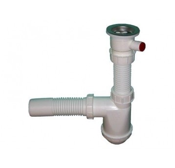 SYFON ZLEW POJEDYŃCZY SITKO METAL Z PODŁ.PRALKI KARLAK