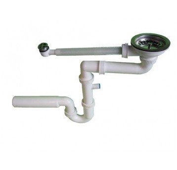 SYFON ZLEW POJEDYŃCZY Z GARDZIELĄ 113MM + PRZELEW SITKO NIERDZEWNE KARLAK