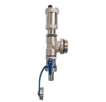 Zestaw chrom odpowietrzająco - spustowy automatyczny na trójniku z kontrnakrętką 1" do rozdzielacza niebieski REITER